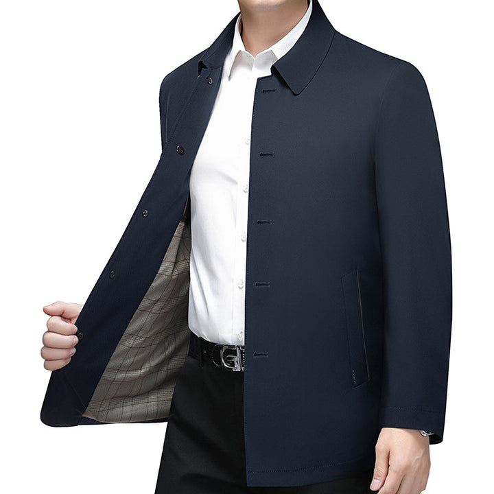 Men's short coat with minimalist design and checkered inner lining Mune Fashion