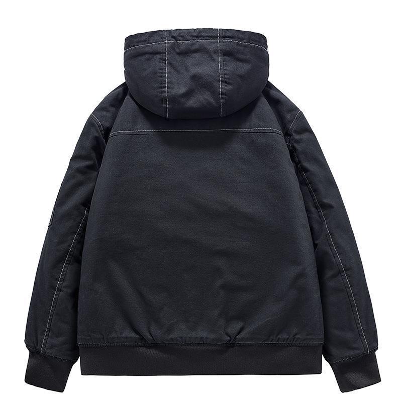 Men's Hooded Canvas Jacket with Sherpa Lining, Windproof and Utility Pockets Mune Fashion