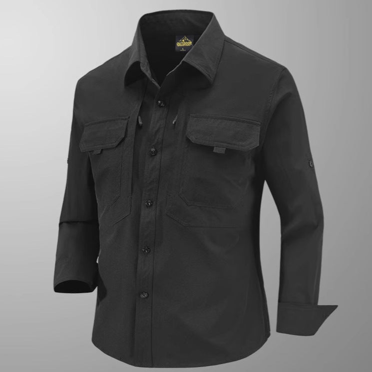 Men's Technical Field Shirt with Ripstop Structure, Chest Pockets and Roll-Up Sleeves Mune Fashion