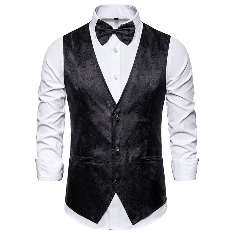Men's Elegant Suit Vest with Fine Paisley Pattern Mune