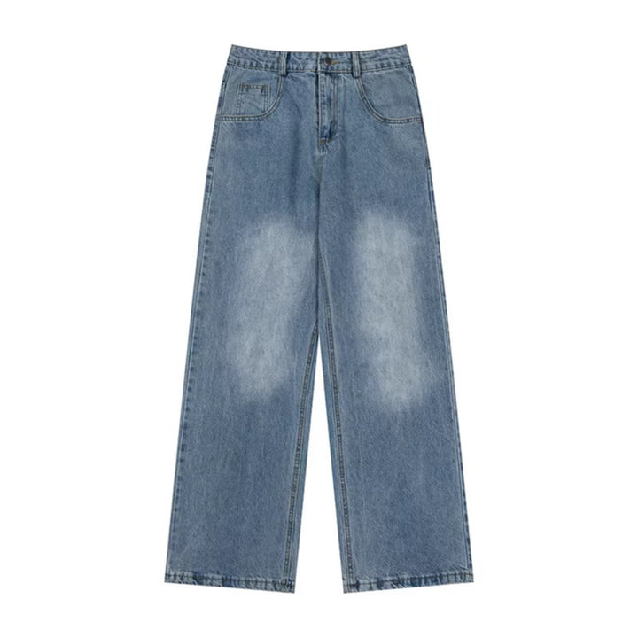 Women's wide high-waist jeans with straight, wide legs and embroidery on back pockets Mune Fashion