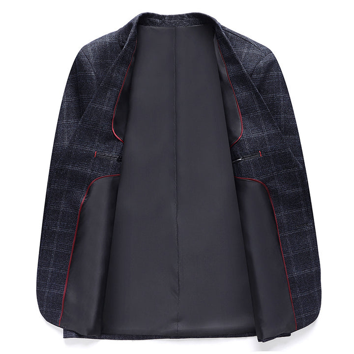 Men's Checked Business Blazer made of Wool Blend with Light Stretch and Patch Pockets Mune Fashion