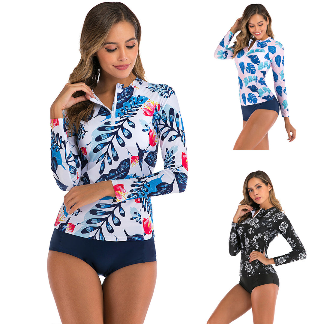 Women Long Sleeve Surf Suit with Floral Pattern Mune Fashion