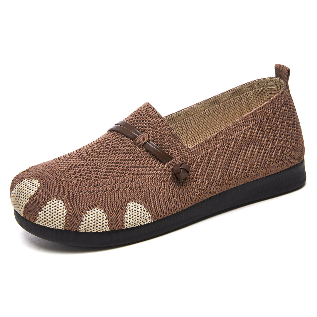 Women's knitted comfort slippers with toe look, elastic entry and shock-absorbing EVA sole Mune Fashion
