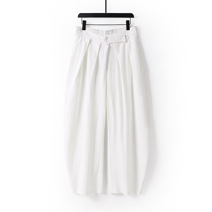 Women's High-Rise Culotte Pants with Pleats and Elastic Waistband Mune Fashion