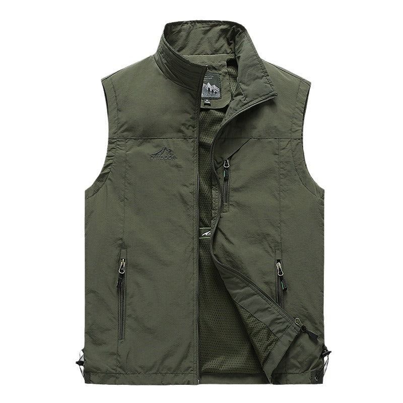 Men's Multifunctional Outdoor Vest with Windproof Cover, Mesh Lining and Zipper Pockets Mune Fashion