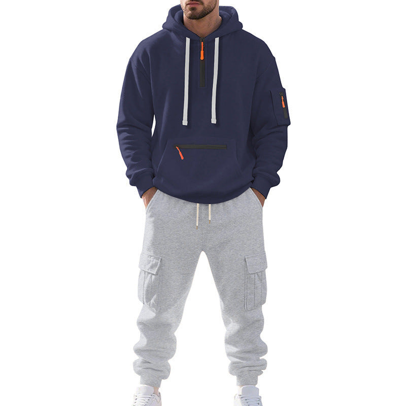 Men's Two-Piece Performance Tracksuit with Hooded Hoodie, Water-Repellent Zippers and Cargo Jogger Mune Fashion