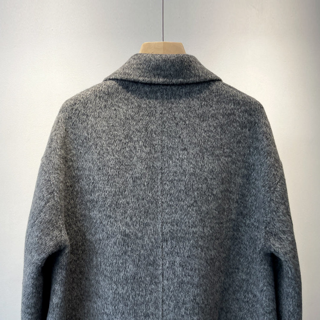 Women's Oversized Double-Breasted Wool Blend Coat Mune Fashion
