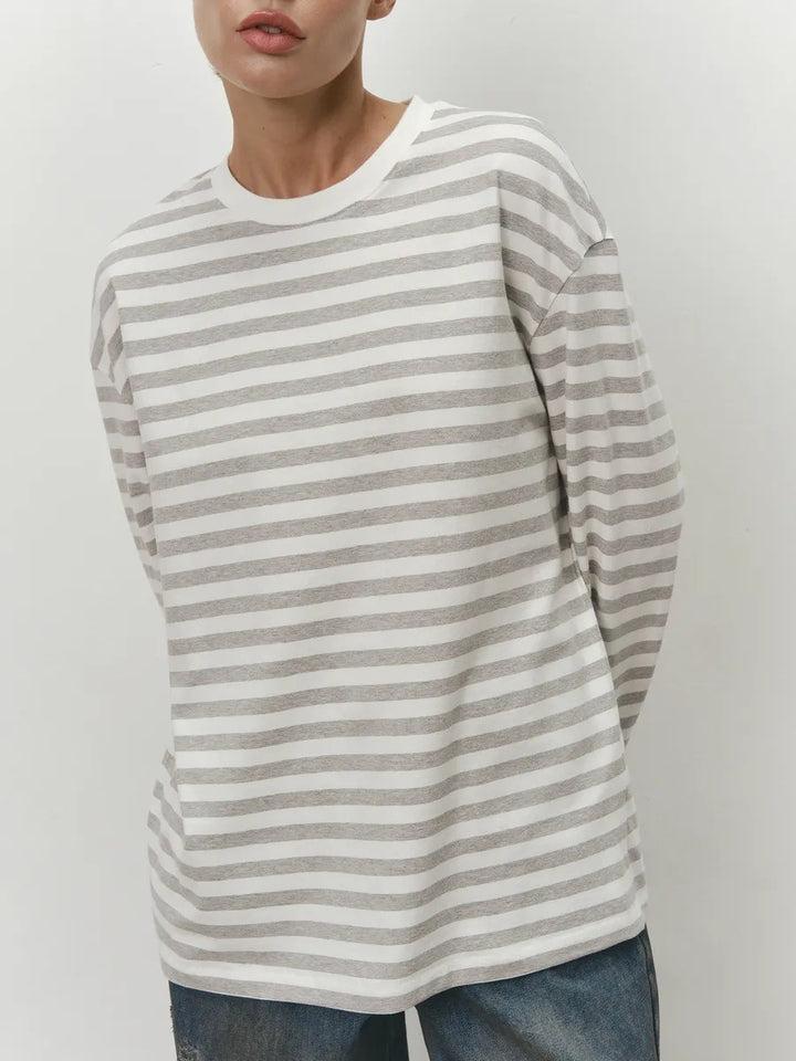 Women Casual Striped Long Sleeve Shirt Mune Fashion