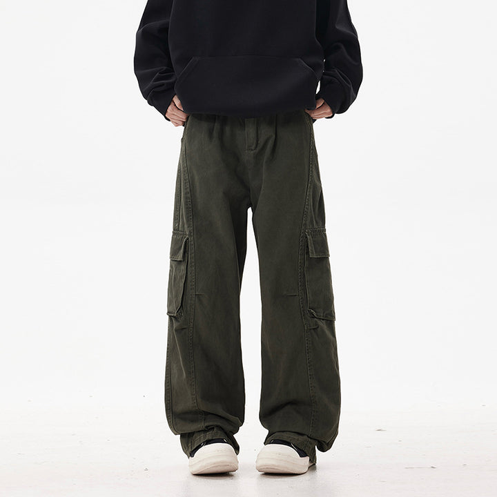 Men's Utility Cargo Pants in Oversized Twill with Drop Crotch and Flap Pockets Mune Fashion