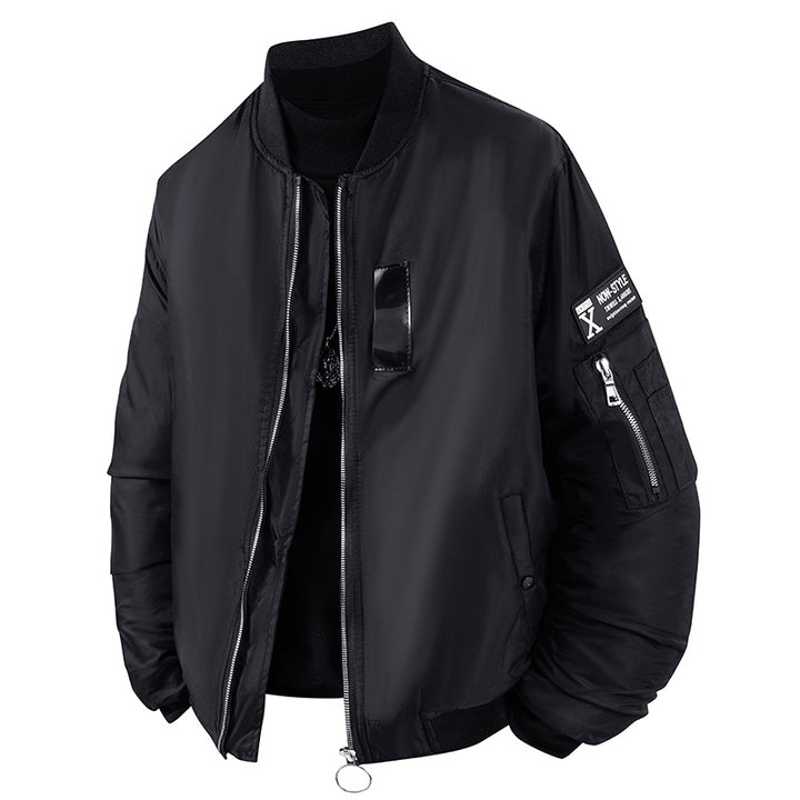 Men's  modern aviator-style bomber jacket with insulated lining zip sleeve utility pocket and O-ring zip Mune Fashion
