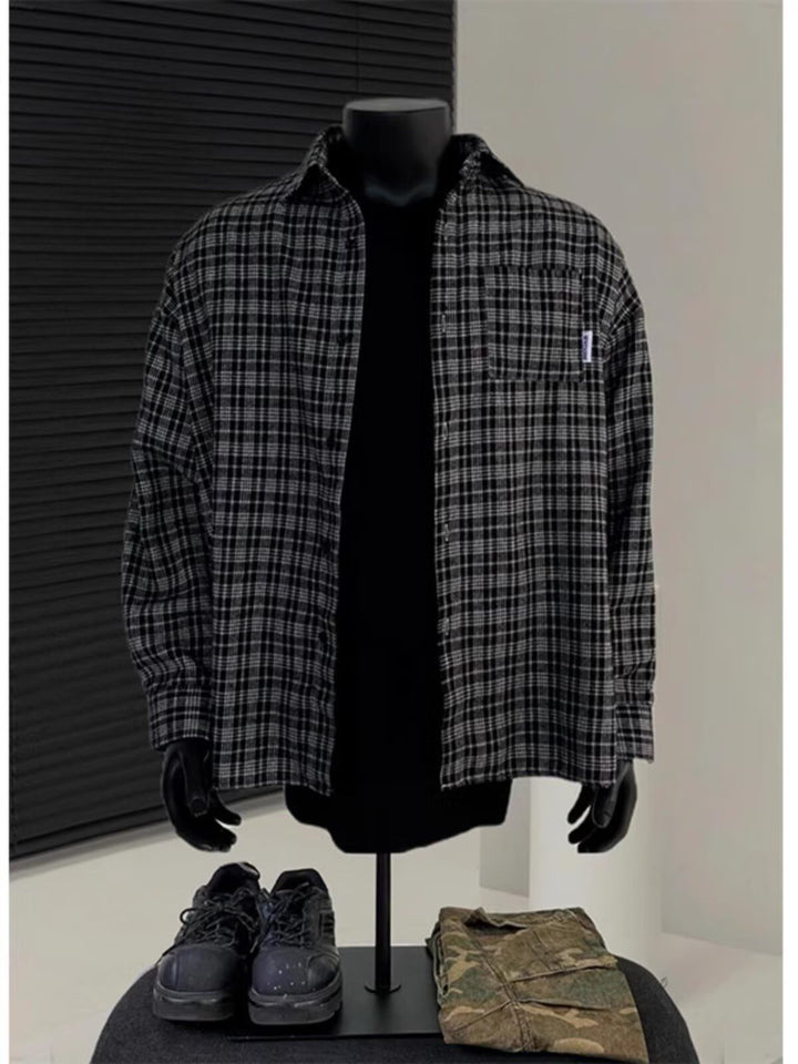 Men's Casual Checkered Long Sleeve Shirt Mune Fashion