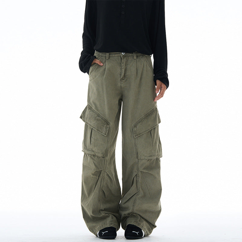Women's wide cargo pants with a dropped crotch and patch pockets Mune Fashion