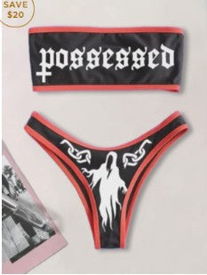 Ladies Bandeau Bikini Set with striking graphic print Mune Fashion