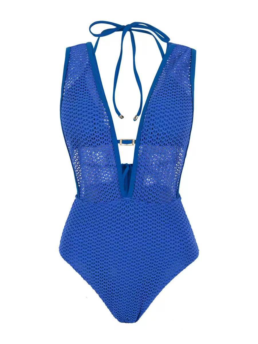 Women’s Mesh Swimsuit with Deep V-Neck Mune Fashion