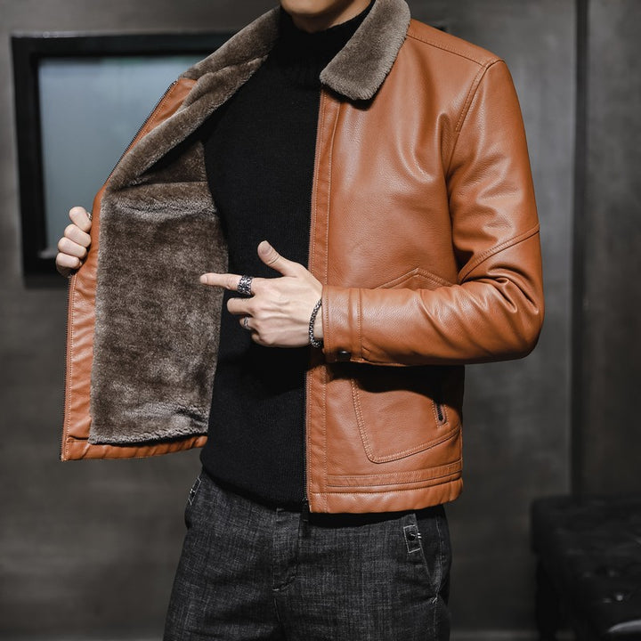 Men's Classic Leather Jacket with Lining Mune Fashion