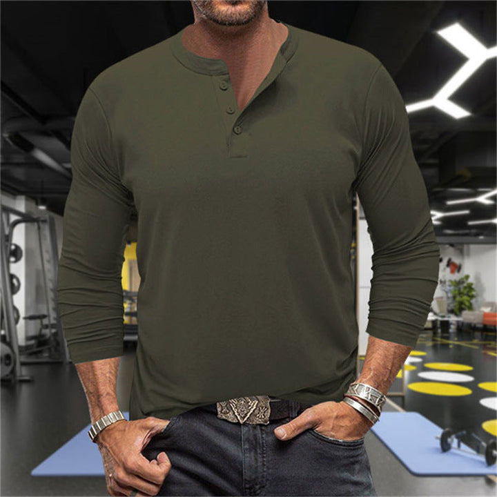 Men's Long Sleeve Henley Shirt made of breathable cotton blend Mune Fashion