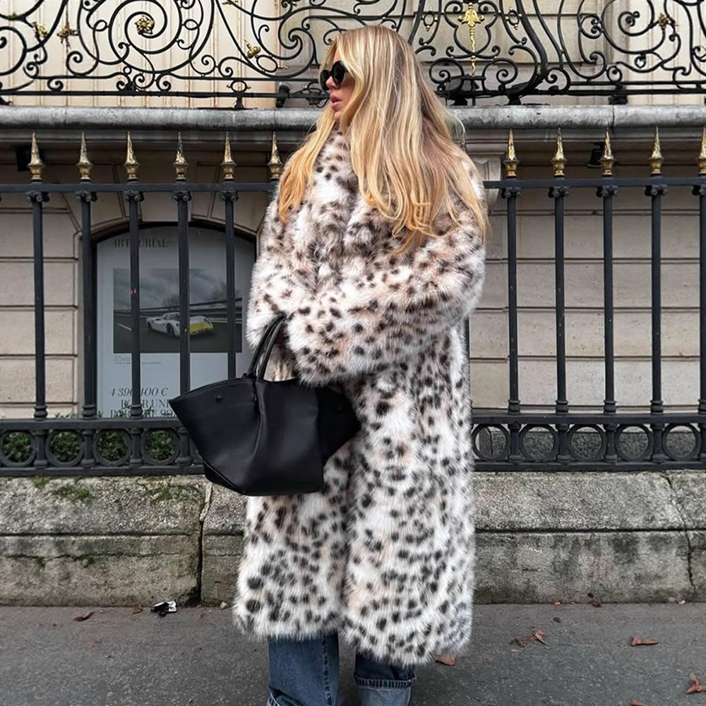 Women Longer Dotted Faux Fur Coat with Oversized Cut Mune Fashion