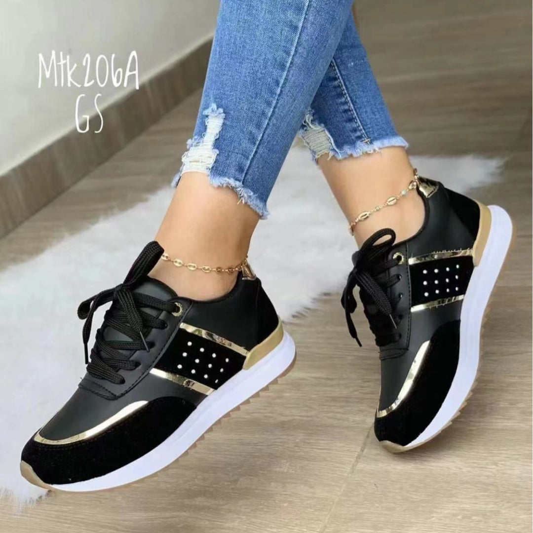 Women's Trendy Platform Sneakers with Metallic Accents and Padded Comfort Sole Mune Fashion