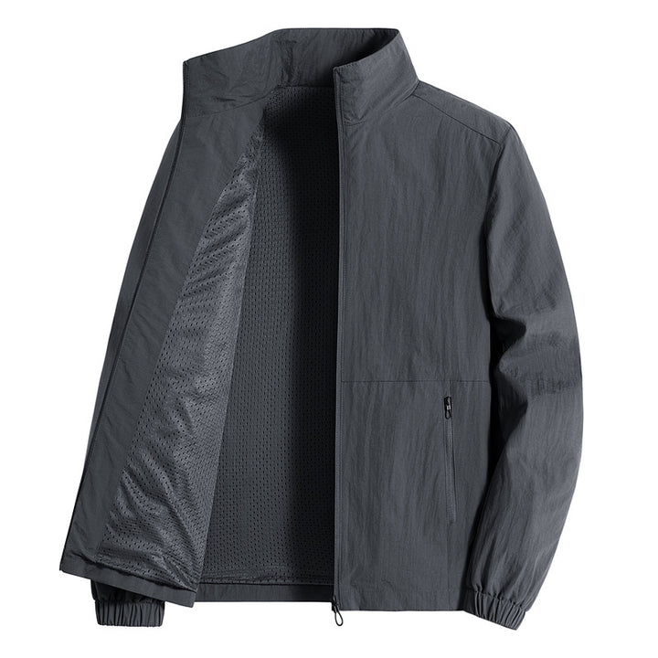 Men's ultralight breathable leisure jacket with mesh inner lining, stand-up collar, and zippered pockets Mune Fashion