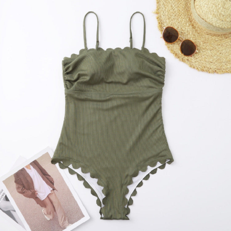 Women’s One-Piece Swimsuit with Feminine Ruffle Details and Adjustable Straps Mune Fashion