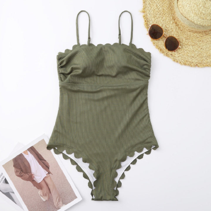 Women’s One-Piece Swimsuit with Feminine Ruffle Details and Adjustable Straps Mune Fashion