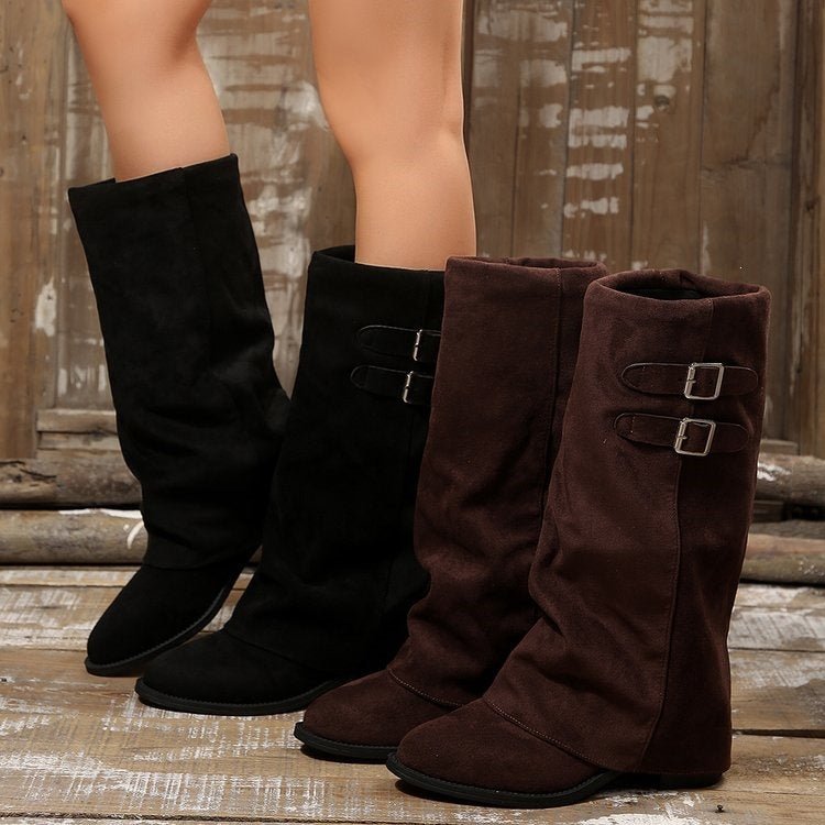 Ladies High Quality Wedge Boots Mune Fashion