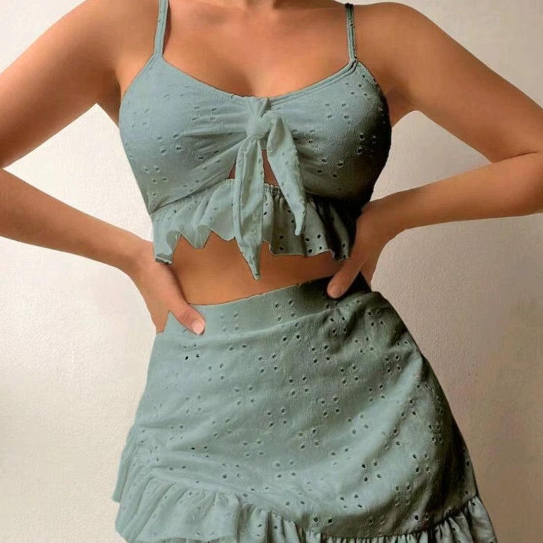 Women's playful crop top and ruffled skirt set Mune Fashion