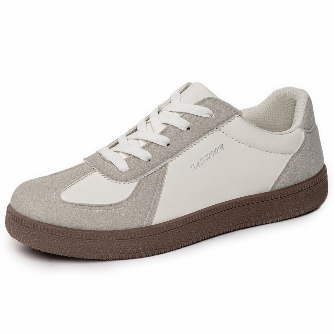 Women's retro-inspired casual sneakers with suede overlays, padded heel counter, and textured rubber outsole Mune Fashion