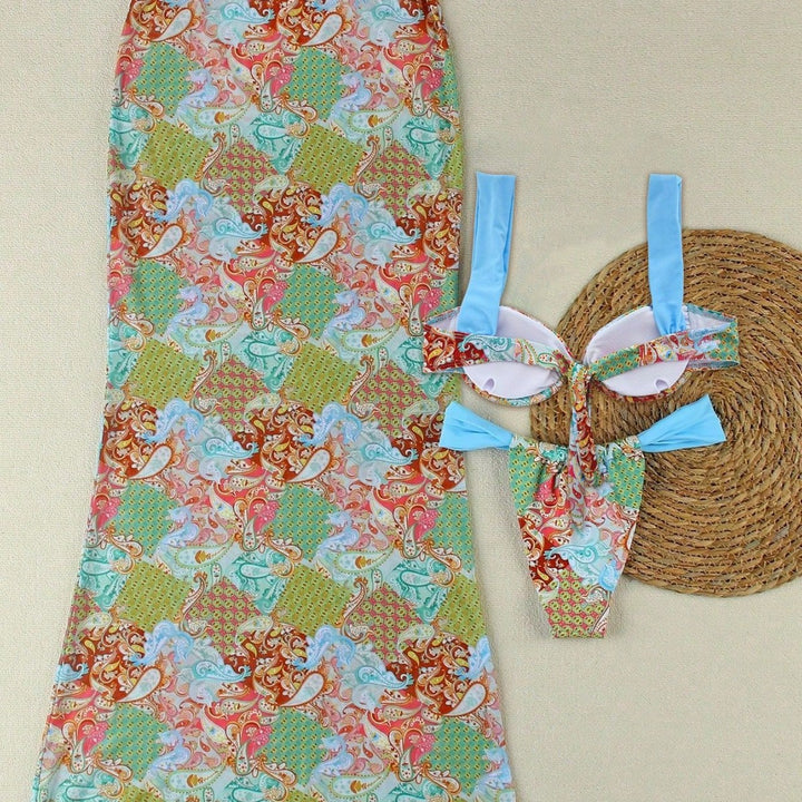 Women's Elegant Bikini Top with Matching Maxi Skirt Mune Fashion