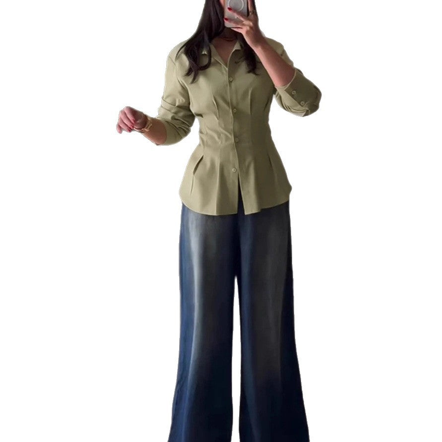 Women's Tailored Shirt with Austrian Seams, Defined Waist and Extra Wide Cuffs Drune