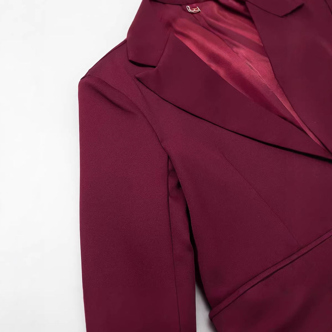 Women's Casual One-Button Blazer with Lapel Collar, Flap Pockets and Satin Lining Mune Fashion