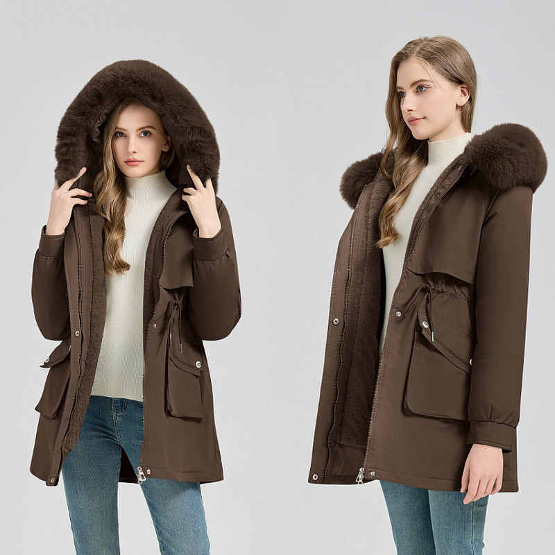 Women nan tailored thermo parka with removable faux fur hood, soft teddy lining and adjustable drawstring Mune Fashion