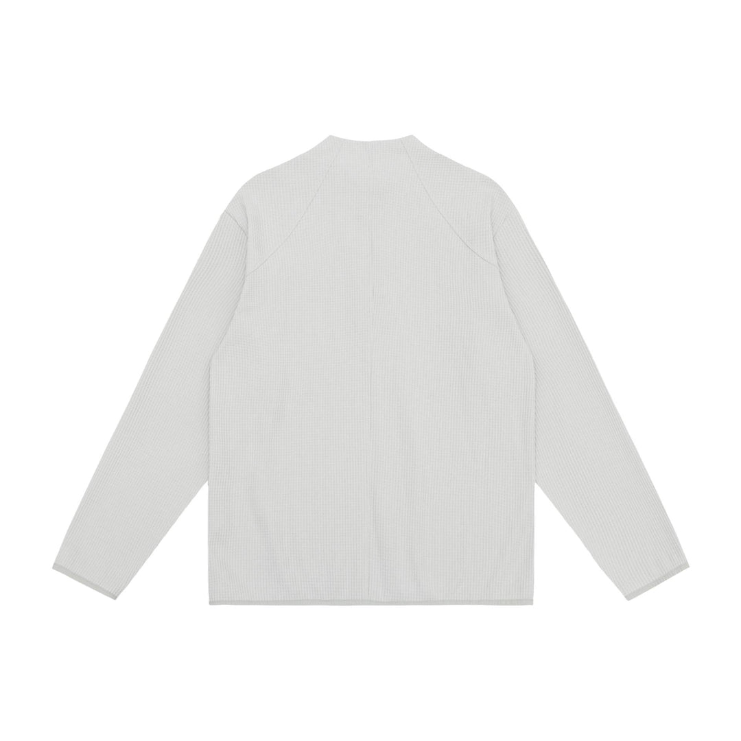 Unisex Waffle Structure Half-Zip Pullover with Short Zipper and Boxy Silhouette Mune Fashion