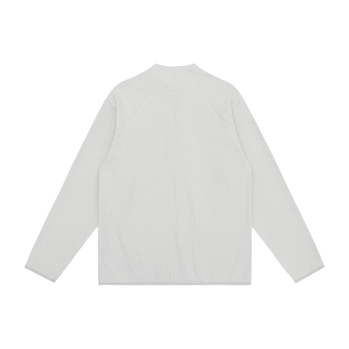Unisex Waffle Structure Half-Zip Pullover with Short Zipper and Boxy Silhouette Mune Fashion