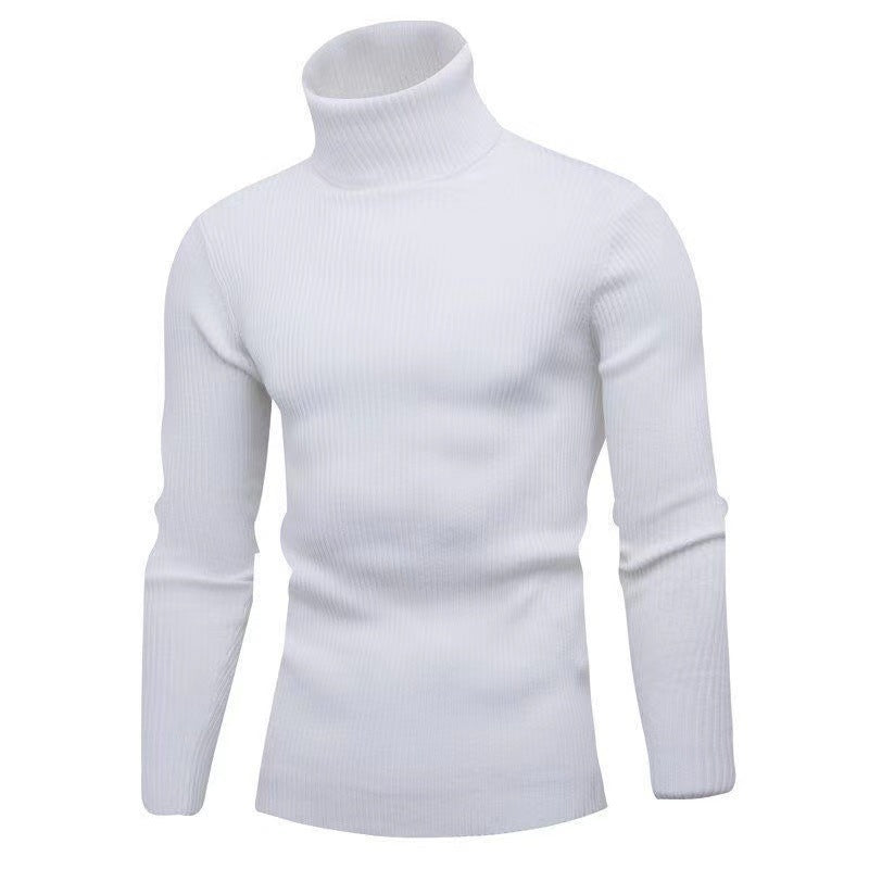 Men's narrow-fitting ribbed turtleneck sweater made of fine knit with stretch and thermoregulating wool blend Mune Fashion