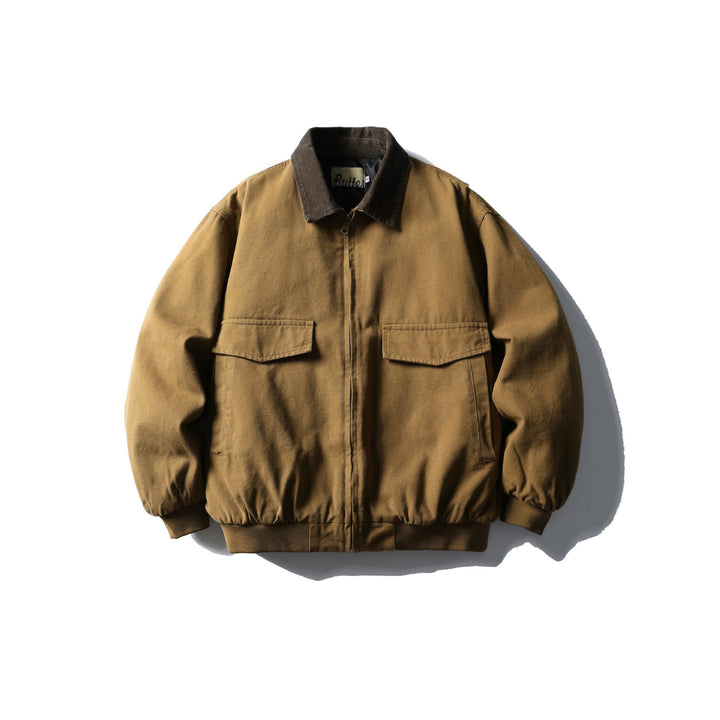 Men's Robust Canvas Jacket with Cord Collar and Utility Pockets Mune Fashion