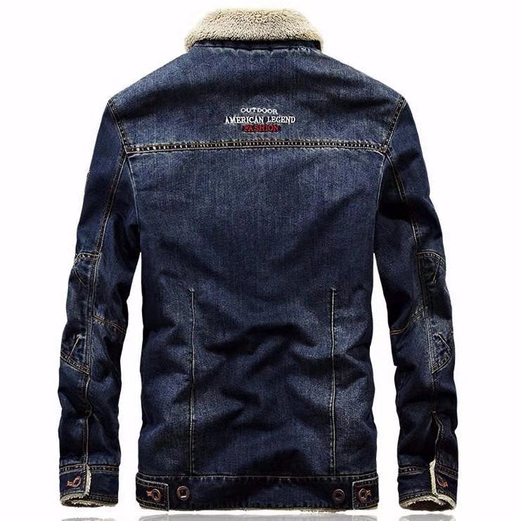 Men's denim jacket with sherpa lining, warming teddy interior and classic shirt collar Mune Fashion