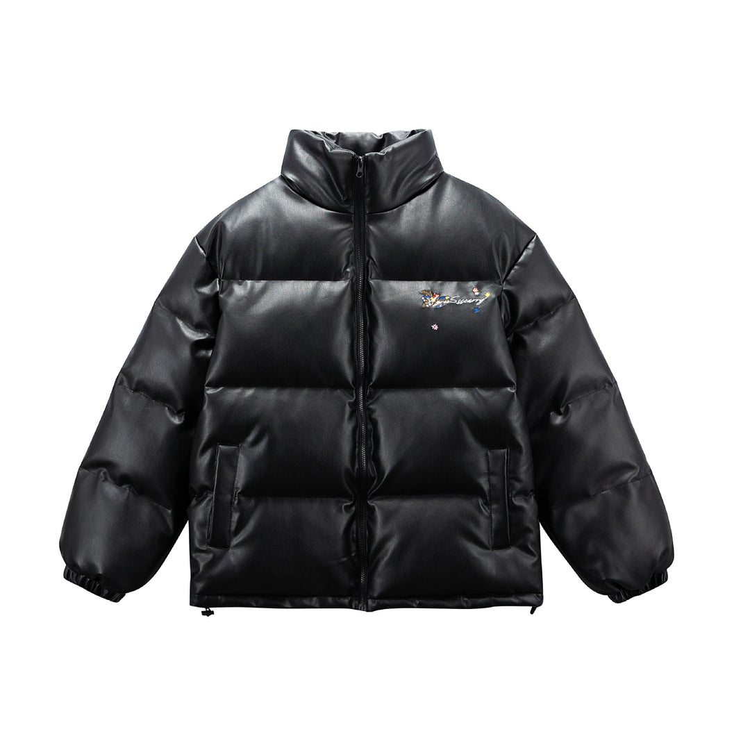 Women's Quilted Short Jacket with Floral Embroidery and High Stand-Up Collar Mune Fashion