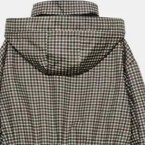 Women checkered anorak with hood and drawstring Mune Fashion