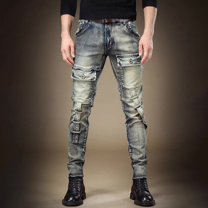 Men's Fashion Ripped Denim Jeans with Unique Patches Mune Fashion