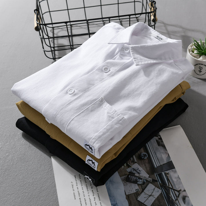 Men's Lightweight Cotton Oxford Shirt with Chest Pocket and Relaxed Fit Mune Fashion
