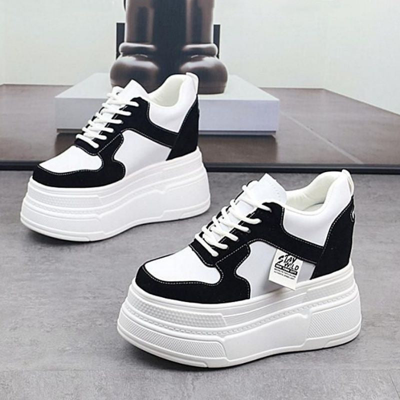 Women's Platform Sneakers with Fashionable Silhouette and Stable Sole Mune Fashion