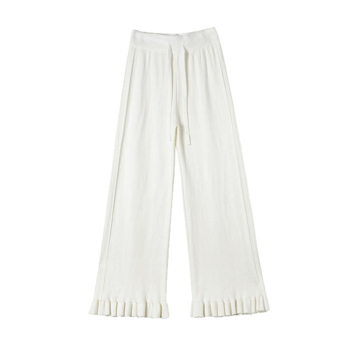 Ladies Elegant, soft lounge pants with ruffle hem Mune Fashion