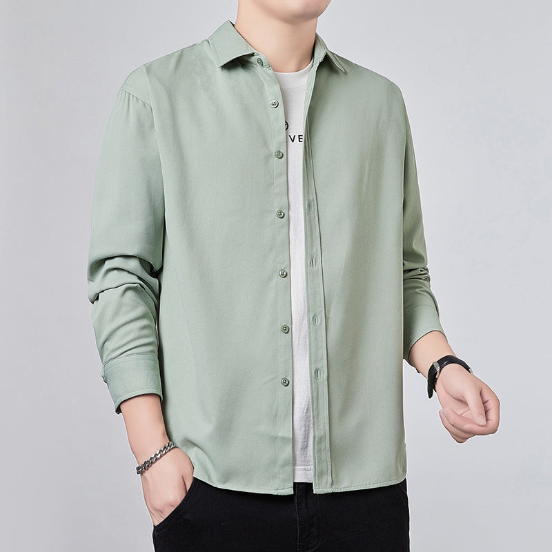 Men's Long Sleeve Shirt with Relaxed Fit and Light Satin Look Mune Fashion