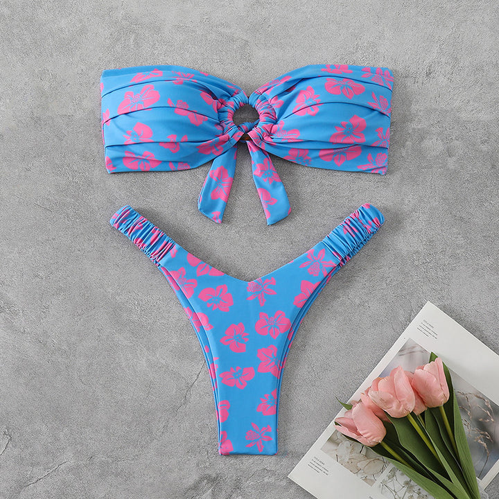 Ladies bandeau bikini with sophisticated floral pattern Mune Fashion