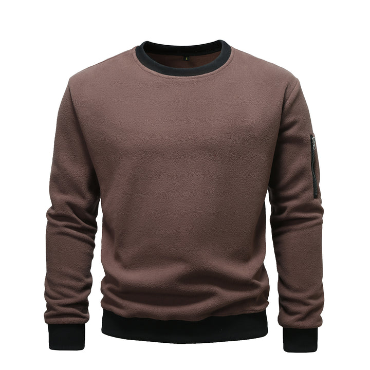 Men's fleece sweatshirt with round neck and arm pocket with zipper Mune Fashion