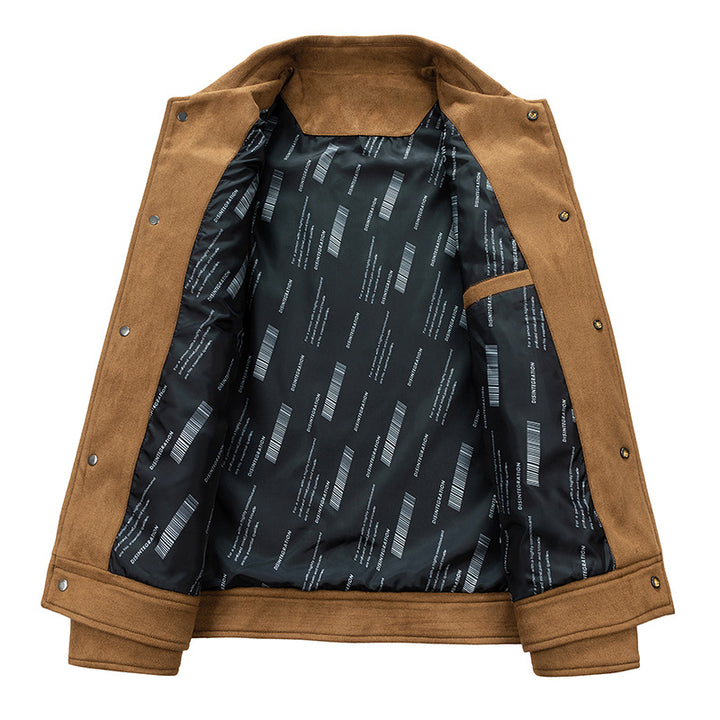Men's suede-look trucker jacket with quilted lining and flap pockets Mune Fashion