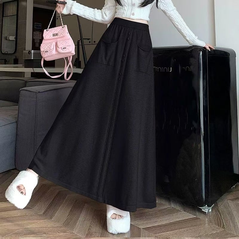 Women's Elegant Maxi Skirt with Button Details Mune Fashion