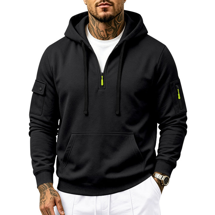 Men's Performance Hoodie with Half-Zip, Utility Arm Pockets and Kangaroo Pocket Mune Fashion
